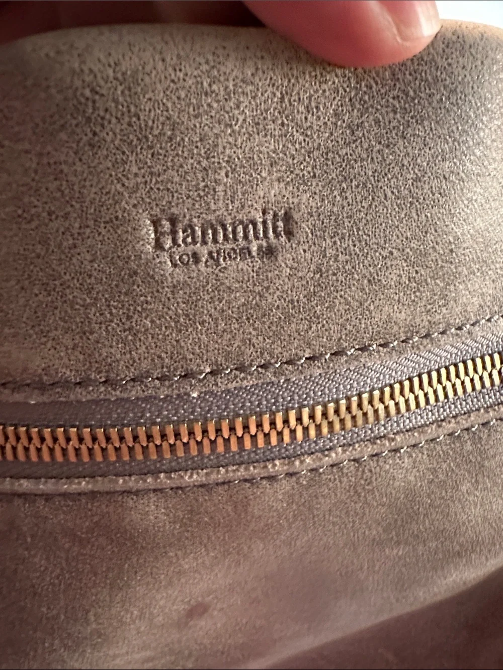 Hammitt Taupe Suede Crossbody with Gold Studs